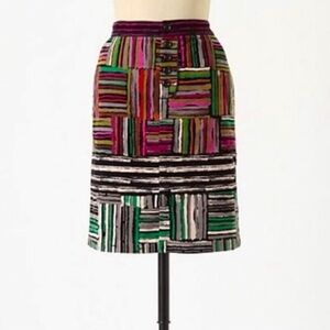 Anthropologie Odille velvet spectrum map skirt